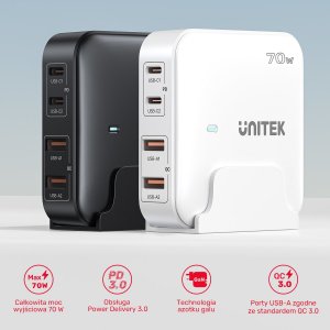Ładowarka Unitek P1228A 2x USB-A 2x USB-C 5 A (P1228ABK01-EU) 3