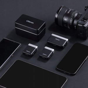Mikrofon Ulanzi 2x Mikrofon Bezprzewodowy Krawatowy do Telefonu Aparatu Kamery / Pamięć 8GB / Zasięg 100m / AM-18 11
