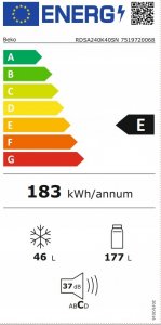 Lodówka Beko Chłodziarka Beko RDSA 240K40SN 6