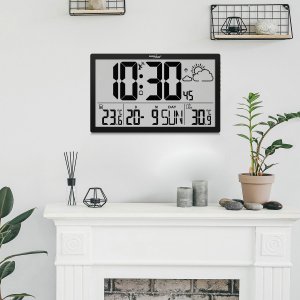 GreenBlue Zegar ścienny LCD bardzo duży GreenBlue GB218 temperatura, data 2