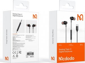 Słuchawki Mcdodo Z mikrofonem dokanałowe USB-C DAC czarne 15