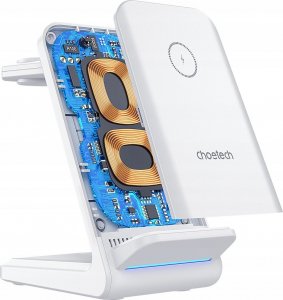Ładowarka Choetech Stacja ładująca indukcyjna 3w1 Choetech T608 15W - biała 3