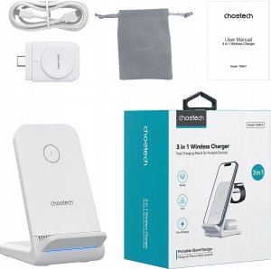 Ładowarka Choetech Stacja ładująca indukcyjna 3w1 Choetech T608 15W - biała 5