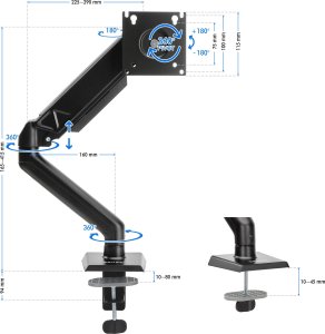 SENSE7 Uchwyt biurkowy na monitor 17"-32" HANG 8