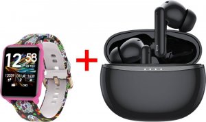 Smartwatch Bemi KIX-M + Słuchawki BT Tutti Czarno-różowy 3