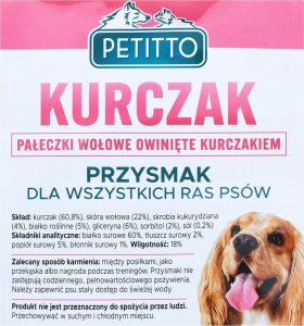 PETITTO PETITTO Pałeczki owinięte kurczakiem 500G 4