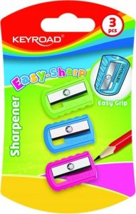 Keyroad Temperówka plastikowa KEYROAD Easy-Sharp, pojedyncza, 3szt., blister, mix kolorów 2