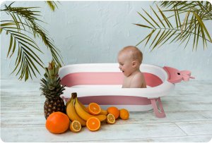 Ricokids Wanienka dla niemowląt z termometrem RK-282 biało-różowa 11