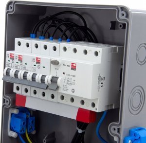 ELS Elektrotechnika Rozdzielnica budowlana 32A/5P + 16A/5P + 4*GS 230V + zabezpieczenia + różnicówka, 11NO42C11C1F 2