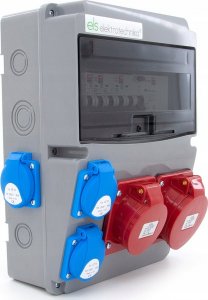 ELS Elektrotechnika Rozdzielnica budowlana 32A/5P + 16A/5P + 4*GS 230V + zabezpieczenia + różnicówka, 11NO42C11C1F 3