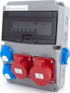 ELS Elektrotechnika Rozdzielnica budowlana 32A/5P + 16A/5P + 4*GS 230V + zabezpieczenia + różnicówka, 11NO42C11C1F 4