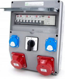 ELS Elektrotechnika Rozdzielnia budowlana 32A/5 + 16A/5 + 2*GS 230V + zabezpieczenia + różnicówka + wyłącznik L-0-P, 12NO22C11C11CFLP 8