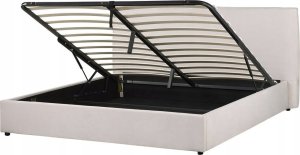 Beliani Łóżko z pojemnikiem welurowe 180 x 200 cm złamana biel LAVAUR 3