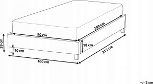 Beliani Łóżko jasnoszare tapicerowane ze stelażem 90 x 200 cm ROANNE 3