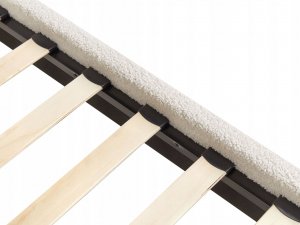 Beliani Łóżko kremowe tapicerowane ze stelażem 90 x 200 cm ROANNE 8