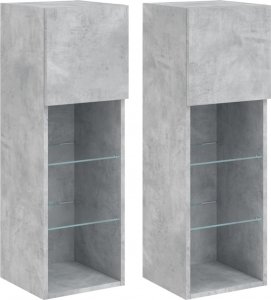 vidaXL Szafki TV, z LED, 2 szt., szarość betonu, 30,5x30x90 cm 2