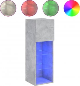 vidaXL Szafki TV, z LED, 2 szt., szarość betonu, 30,5x30x90 cm 6