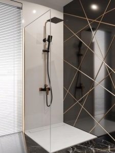 Deszczownica Invena DESZCZOWNIA Z BATERIA NATRYSK MIDNIGHT INVENA TREND, BLACK/ GOLD ROSE 3