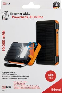 Powerbank 2GO Powerbank awaryjny 10000mAh Solar i ręczna ładowarka. 3