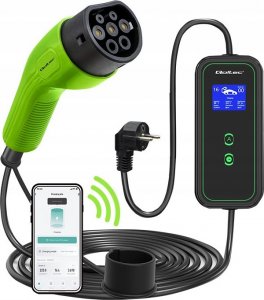Ładowarka Qoltec Mobilna 2w1 Typ2 | 3.5kW | 230V | SCHUKO 16A | Wi-fi | LCD | Przenośna | Wallbox | 5m (52476) 2