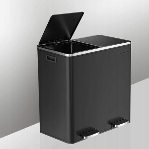 Kosz na śmieci Songmics Podwójny Kosz Na Śmieci, 2 Pojemniki Kuchenne Na Śmieci I Recykling O Pojemności 2 X 30 L Z 15 Workami Na Śmieci, Metalowy Kosz 5