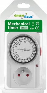 GreenBlue Włącznik czasowy - timer mechaniczny GreenBlue, 48 programów, max. obciążenie 16A, IP20, GB360 E 6