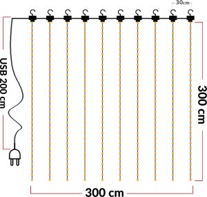 Heckermann Girlanda Led Heckermann Ys-0003 3X3M 300Led Warm 2