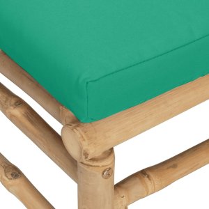 vidaXL Środkowa sofa ogrodowa z zielonymi poduszkami, bambusowa 6