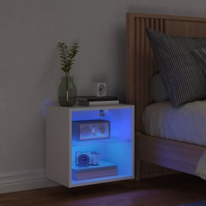 vidaXL Szafka nocna z oświetleniem LED, ścienna, biała 3