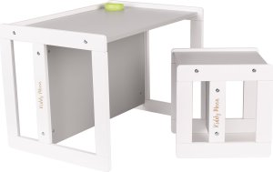 KiddyMoon Stolik + krzesło TC-002 white/grey 61x44x44/30x30x30 Mebel zestaw mebelków 4