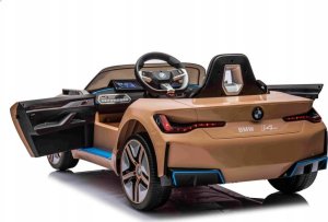 BMW Autko i4 na akumulator dla dzieci Złoty + Wolny Start + EVA + Audio LED + Pilot 12