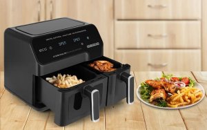 Frytkownica beztłuszczowa ECG ECG AF 8300 Dual Fry Hot air fryer, 5.2 L + 3.1 L, temperature setting 80-200 °C, 60 min timer 12