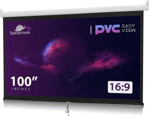 Ekran do projektora Spacetronik Ekran projekcyjny zwijany ręcznie 100" 16:9 10
