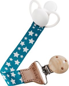 Akuku A0584 Tasiemka do smoczka Gwiazdki srebrne 5