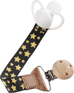 Akuku A0585 Tasiemka do smoczka GWIAZDKI ZŁOTE 5