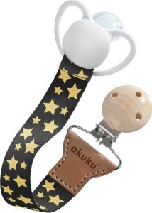 Akuku A0585 Tasiemka do smoczka GWIAZDKI ZŁOTE 8