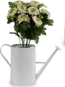 Ibergarden Osłonka na doniczkę w formie konewki, metalowa, biała, wys. 24 cm 2