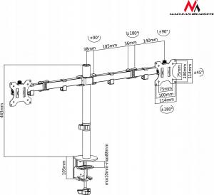 Maclean Uchwyt biurkowy na 2 monitory 13" - 32"  (MC-754) 2