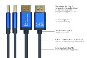Kabel Alcasa Alcasa 4814-SF050B kabel DisplayPort 5 m Niebieski 2