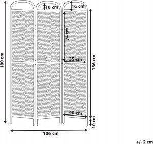 Beliani 3-panelowy składany parawan pokojowy rattanowy 106 x 180 cm COSENZA 6