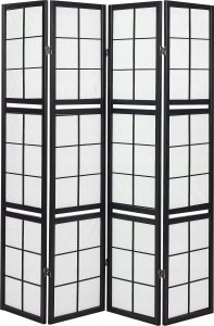 Beliani 4-panelowy składany parawan pokojowy drewniany 170 x 120 cm czarny GOMAGOI 4
