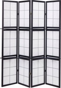 Beliani 4-panelowy składany parawan pokojowy drewniany 170 x 120 cm czarny GOMAGOI 5