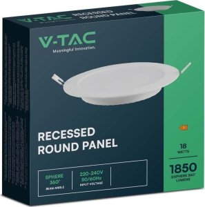 V-TAC Panel LED V-TAC Wpuszczany Premium Downlight 18W Okrągły fi220 VT-61018 6500K 1980lm 3