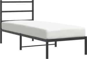 vidaXL Metalowa rama łóżka z wezgłowiem, czarna, 75x190 cm 4