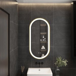 Lustro Tutumi LUSTRO ŚCIENNE LED OVL 50x100cm Złote Szczotkowane 8