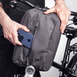 Wozinsky Sakwa torba rowerowa na tablet mocowana na kierownicę z paskiem na ramię szara Sakwa torba rowerowa na tablet mocowana na kierownicę z paskiem na ramię szara 6