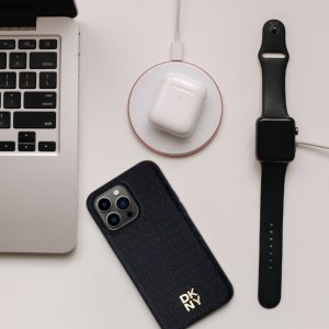 DKNY DKHMS24LPSHRPSK S24 Ultra S928 czarny/black hardcase Leather Pattern Metal Logo MagSafe 5