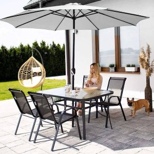Springos Parasol ogrodowy łamany 300 cm duży z korbką na balkon, taras jasnoszary UNIWERSALNY 2