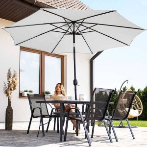 Springos Parasol ogrodowy łamany 300 cm duży z korbką na balkon, taras jasnoszary UNIWERSALNY 3