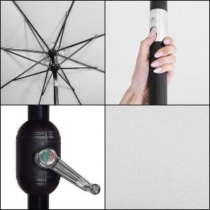 Springos Parasol ogrodowy łamany 300 cm duży z korbką na balkon, taras jasnoszary UNIWERSALNY 8
